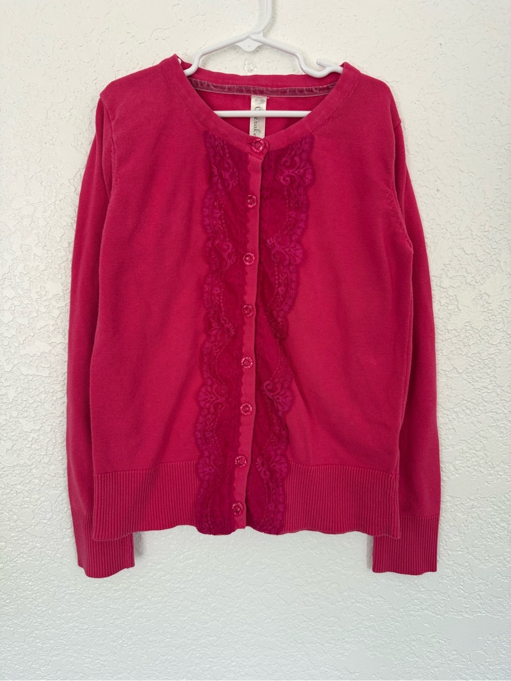 Romantic Coquette Y2K Inspired Cherokee Lacey Pink Cortagecore Cardigan | Size L